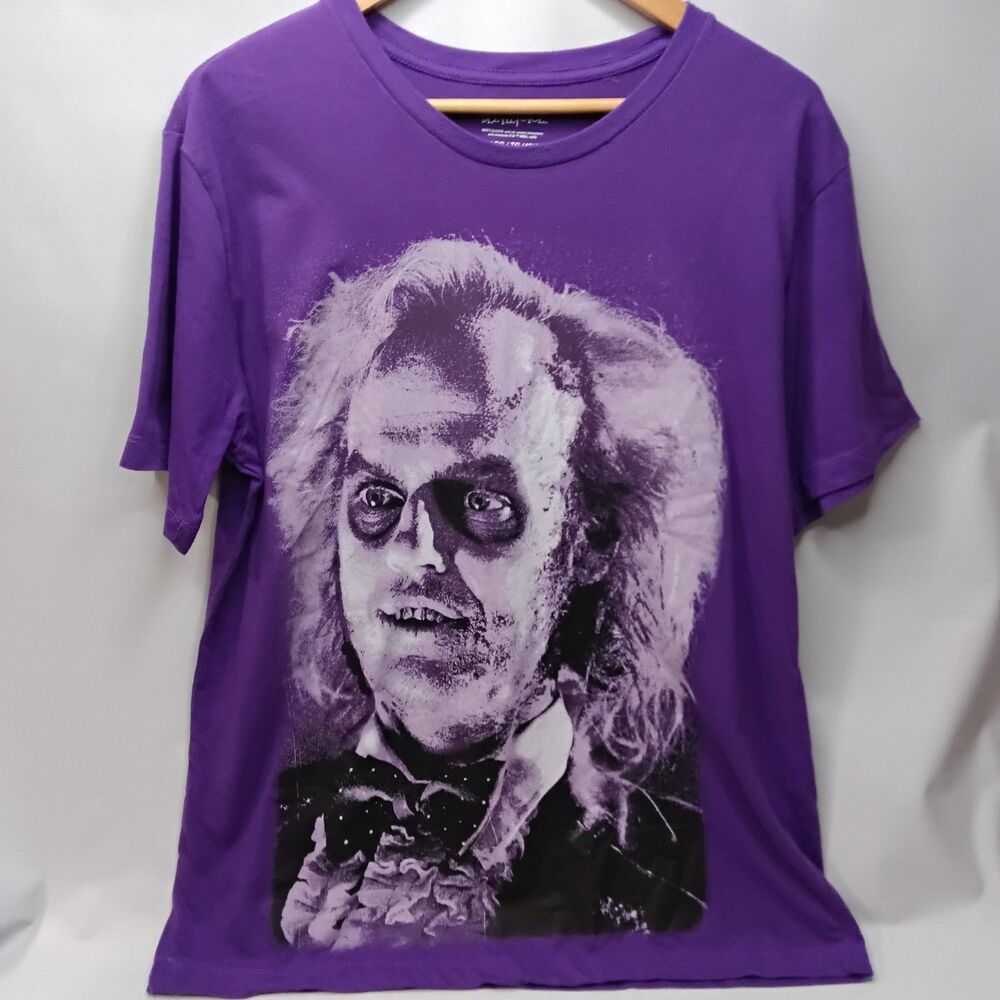 Beetle Juice Character T-Shirt Men's Size XL Purple With Beetle Juice Figure EUC